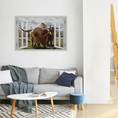 BOVINE WINDOW VISTA Peel and Stick Horizontal Poster
