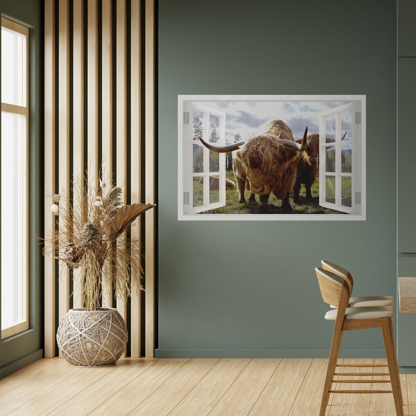 BOVINE WINDOW VISTA Peel and Stick Horizontal Poster