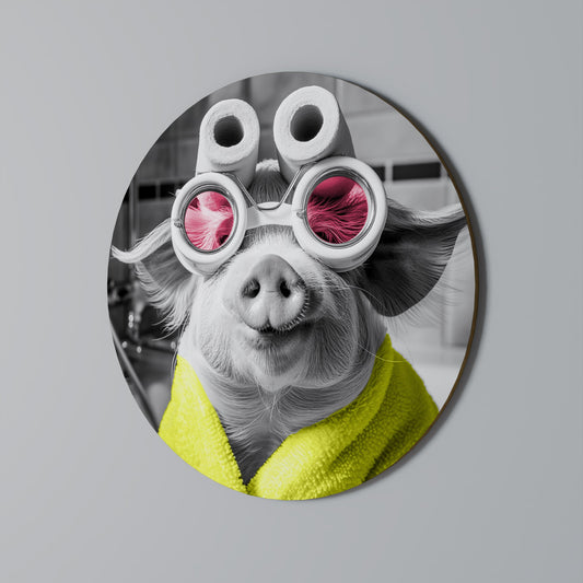 MORNING PIGLET Round Wall Art