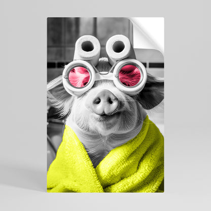 Poster verticale staccabile e attaccabile MORNING PIGLET