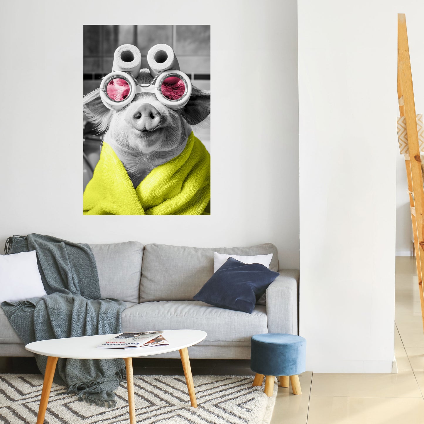 Poster verticale staccabile e attaccabile MORNING PIGLET