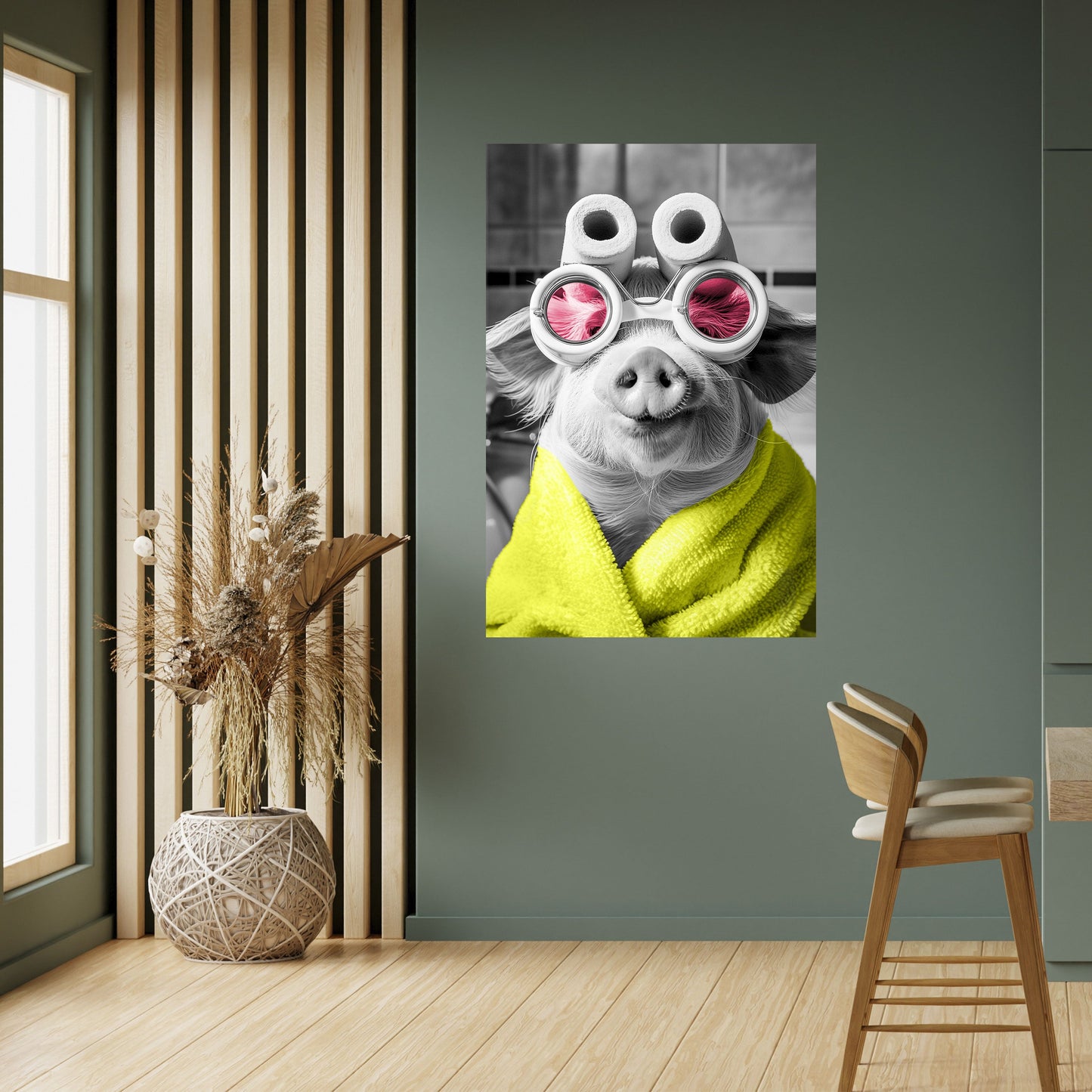 Poster verticale staccabile e attaccabile MORNING PIGLET