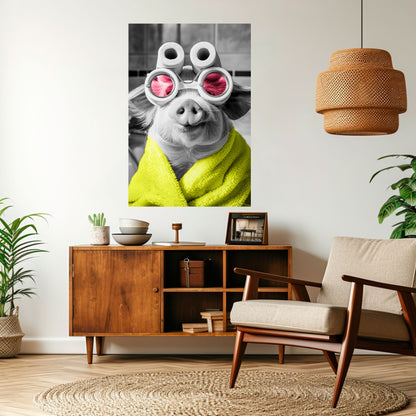 Poster verticale staccabile e attaccabile MORNING PIGLET