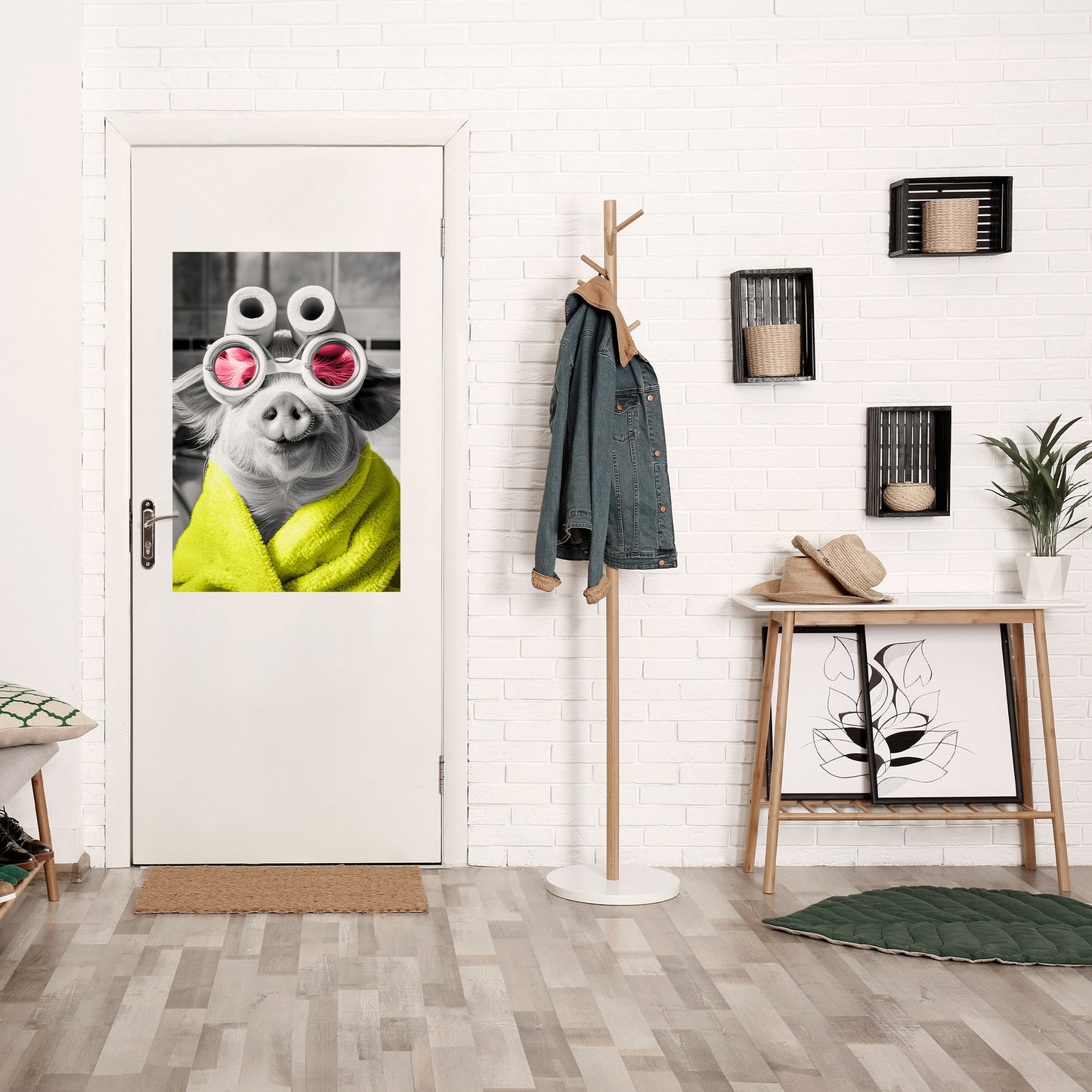 Poster verticale staccabile e attaccabile MORNING PIGLET