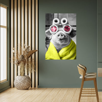 Poster verticale staccabile e attaccabile MORNING PIGLET