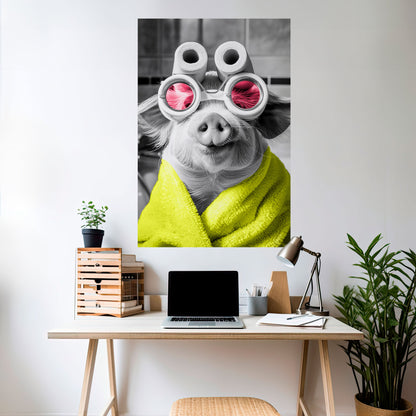 Poster verticale staccabile e attaccabile MORNING PIGLET