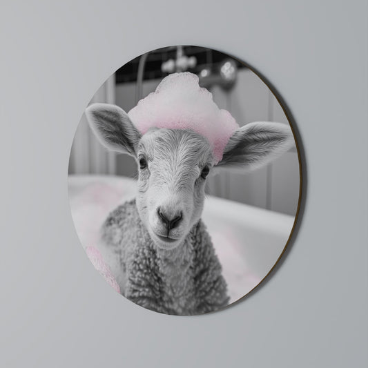 PINK CLOUD BATH TIME Round Wall Art