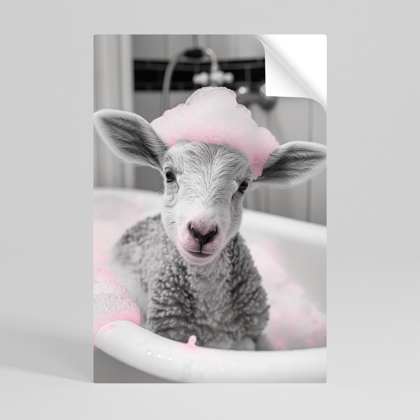 Poster verticale staccabile e attaccabile "Pink Cloud Bath Time"