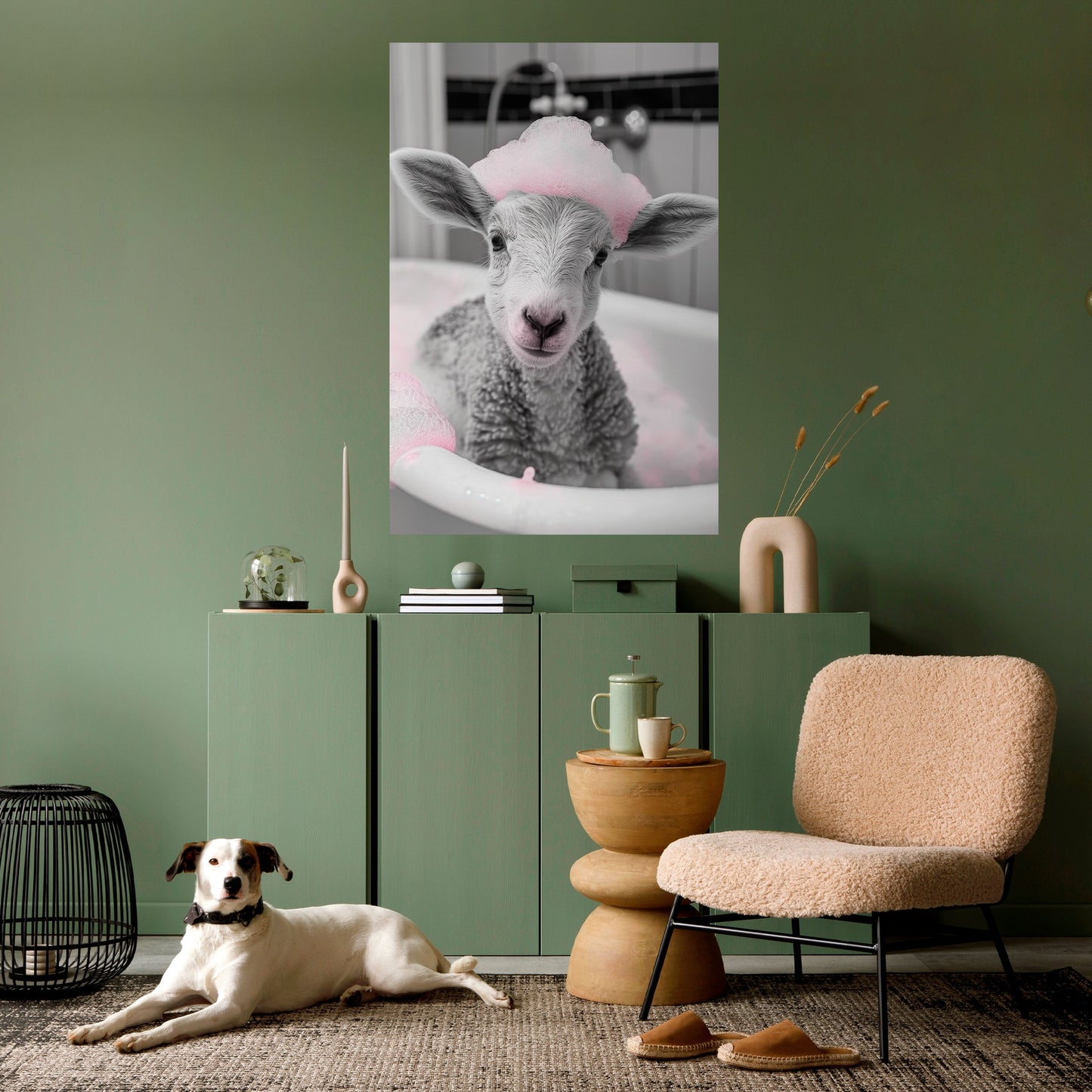 Poster verticale staccabile e attaccabile "Pink Cloud Bath Time"