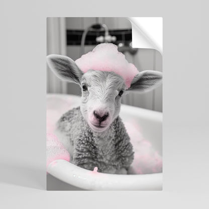 Poster verticale staccabile e attaccabile "Pink Cloud Bath Time"