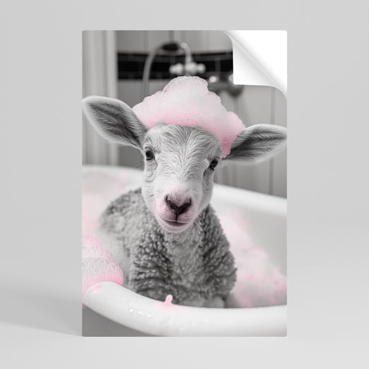 Poster verticale staccabile e attaccabile "Pink Cloud Bath Time"