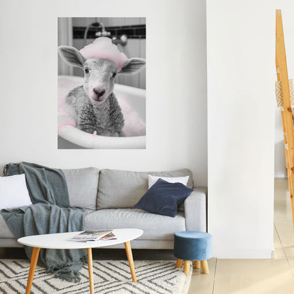 Poster verticale staccabile e attaccabile "Pink Cloud Bath Time"