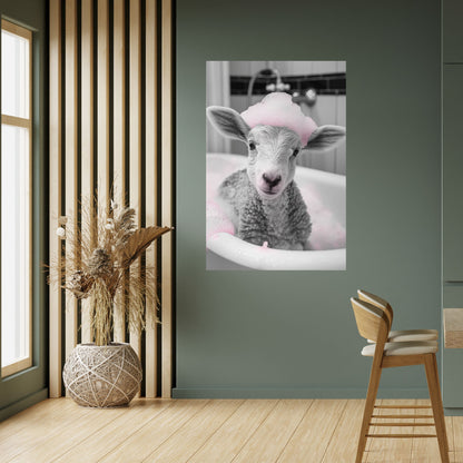 Poster verticale staccabile e attaccabile "Pink Cloud Bath Time"