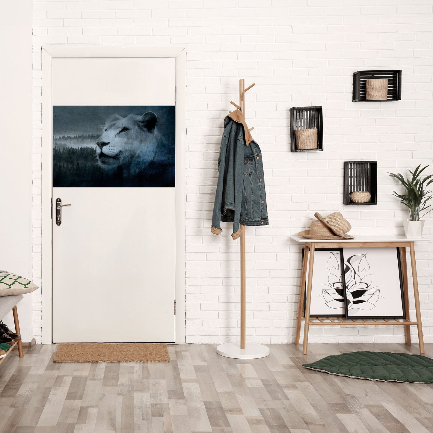 Poster orizzontale staccabile e attaccabile "ARMONIA DEL LEONE IN BLU"