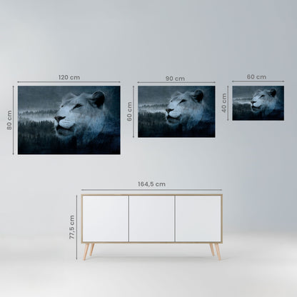 Poster orizzontale staccabile e attaccabile "ARMONIA DEL LEONE IN BLU"