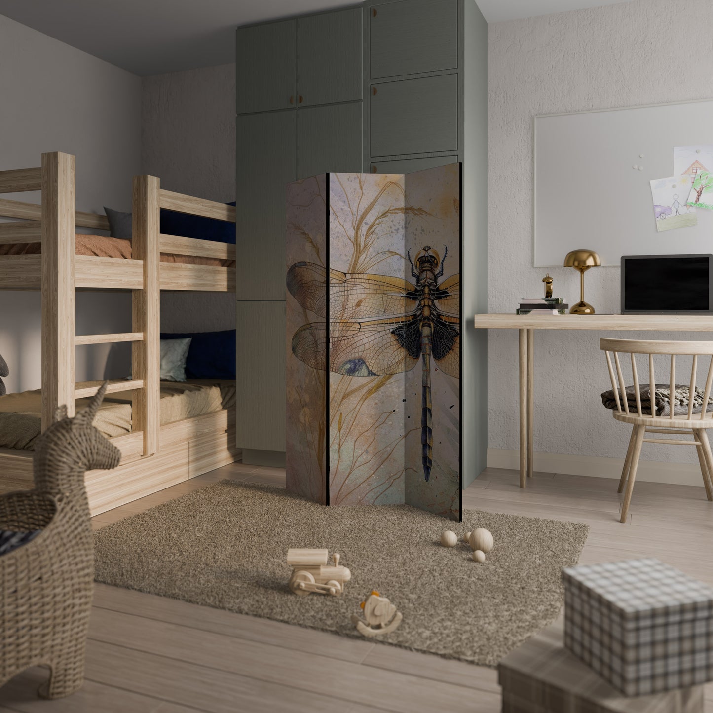 HER HIGHNESS DRAGONFLY - Divisorio decorativo per ambienti a 3 pannelli