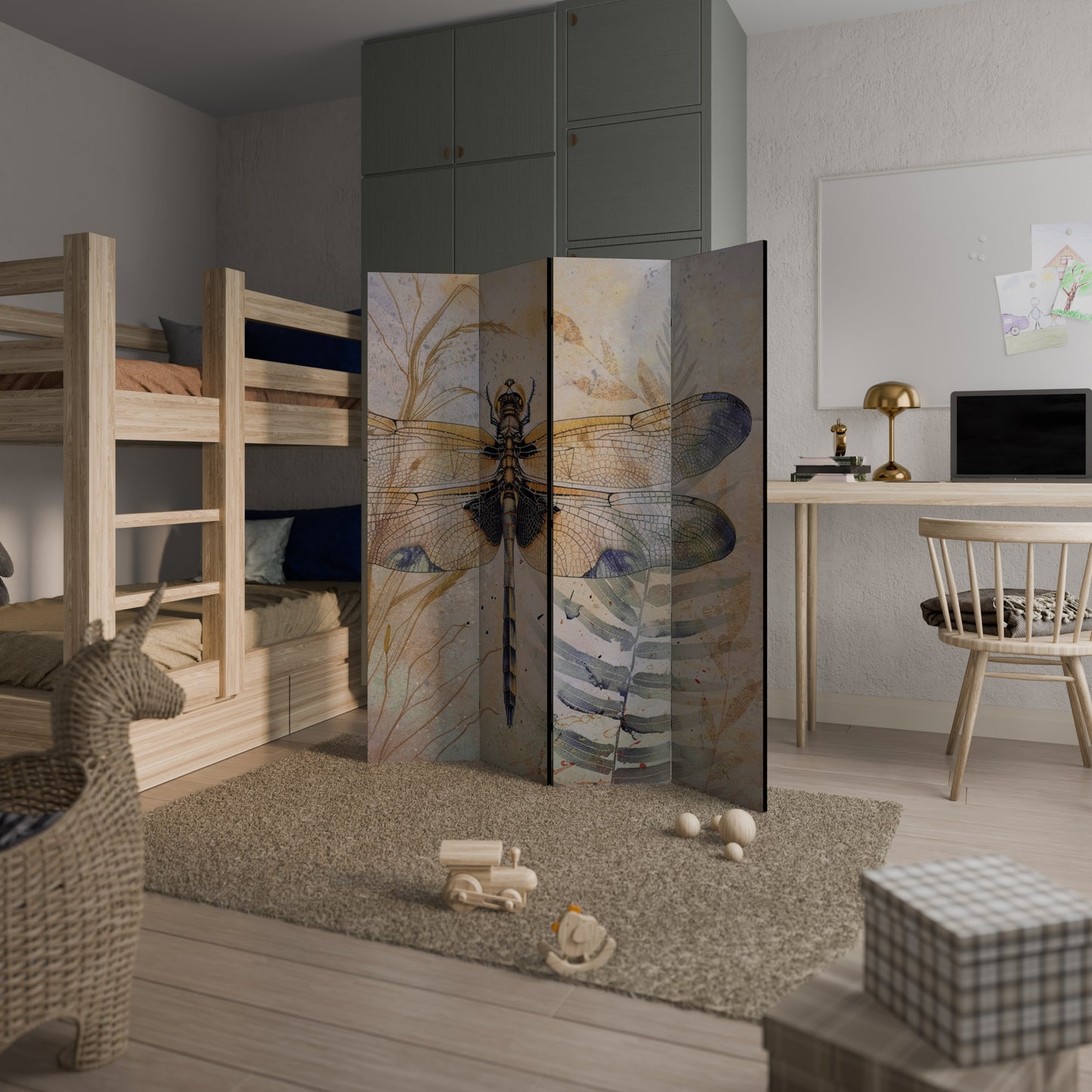 HER HIGHNESS DRAGONFLY Decorative 4-Panel Room Divider