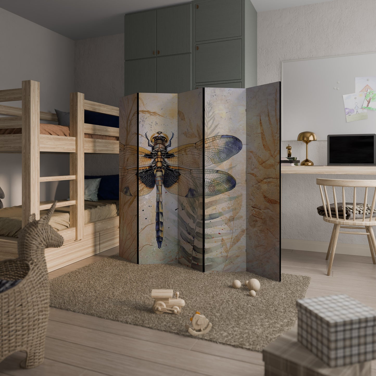 HER HIGHNESS DRAGONFLY - Divisorio decorativo per ambienti a 5 pannelli