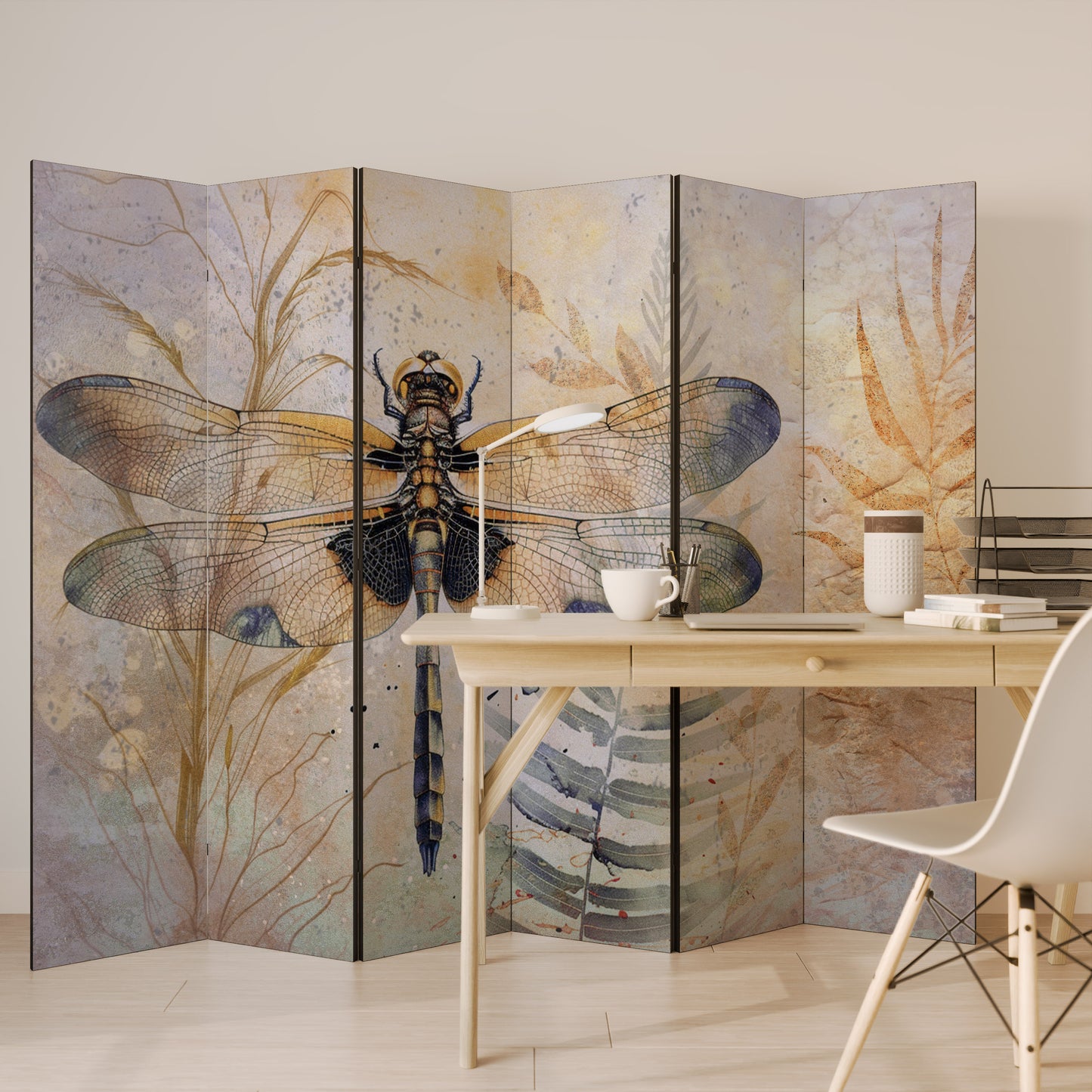 HER HIGHNESS DRAGONFLY - Divisorio decorativo per ambienti a 6 pannelli