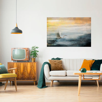 AIRONE IN VOLO Poster orizzontale staccabile e attaccabile