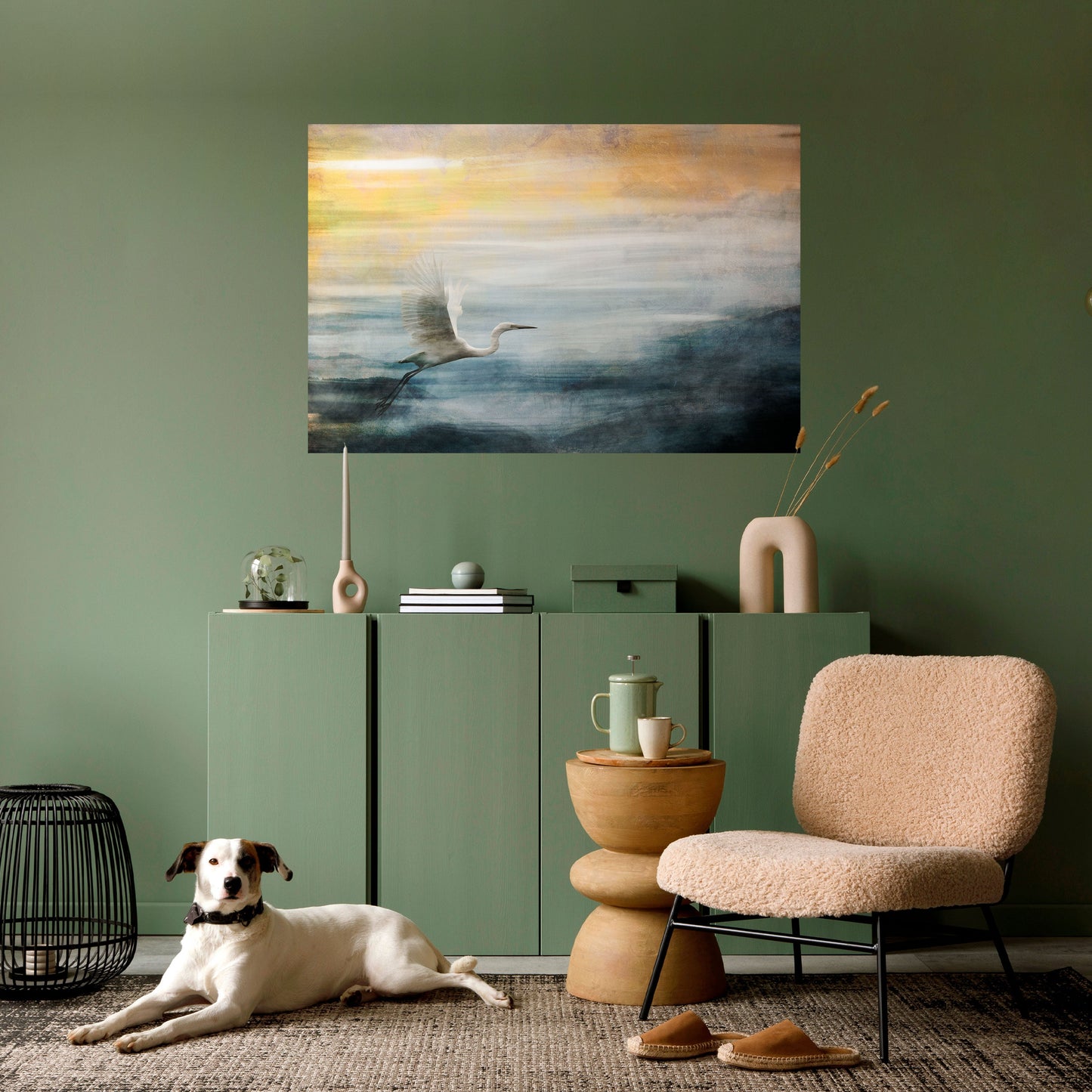 AIRONE IN VOLO Poster orizzontale staccabile e attaccabile