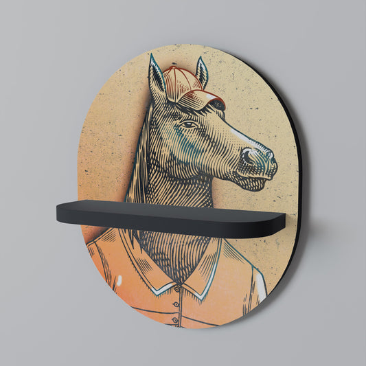 EQUINE SWAGGER Oval Art Shelf In Black Finish