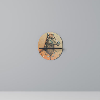 EQUINE SWAGGER Oval Art Shelf In Black Finish