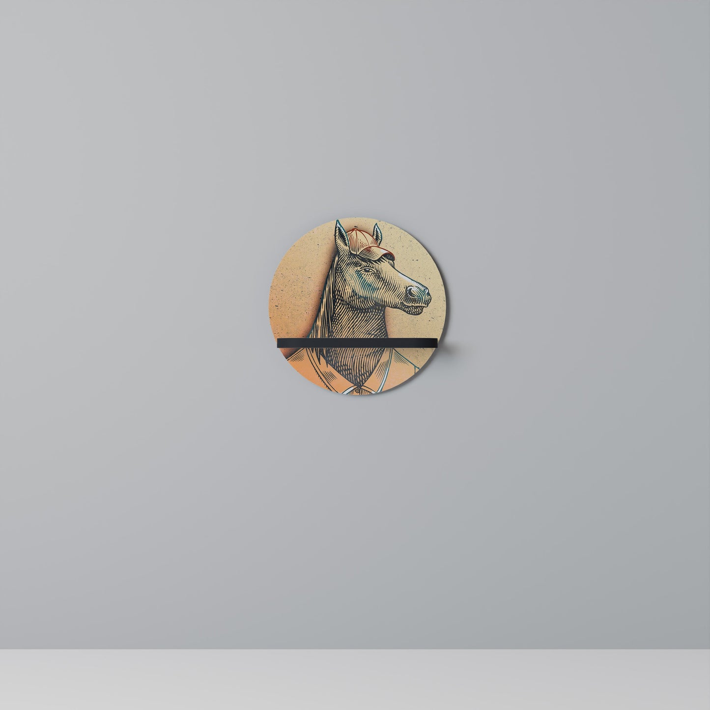 EQUINE SWAGGER Round Art Shelf In Black Finish