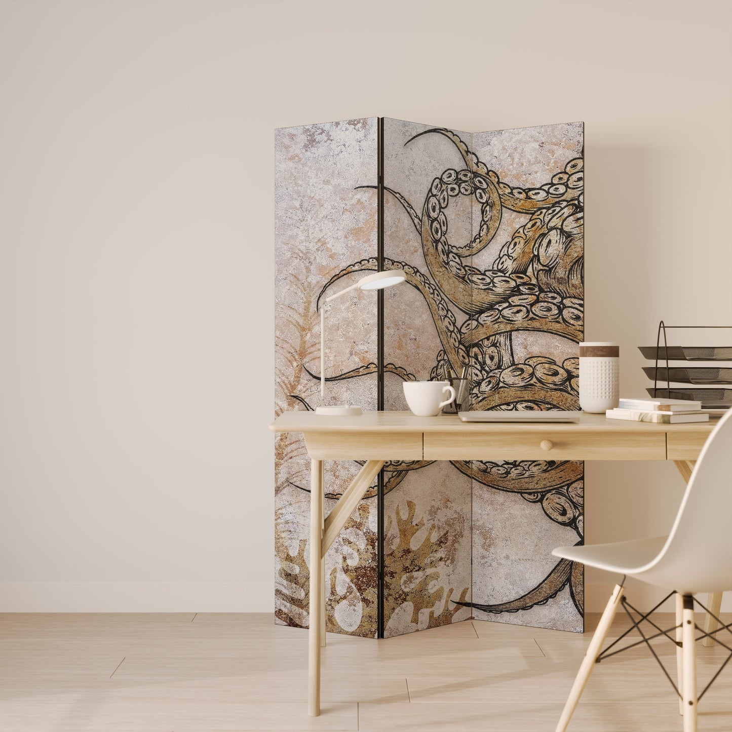 ECHOES OF ATLANTIS Divisorio decorativo per ambienti a 3 pannelli