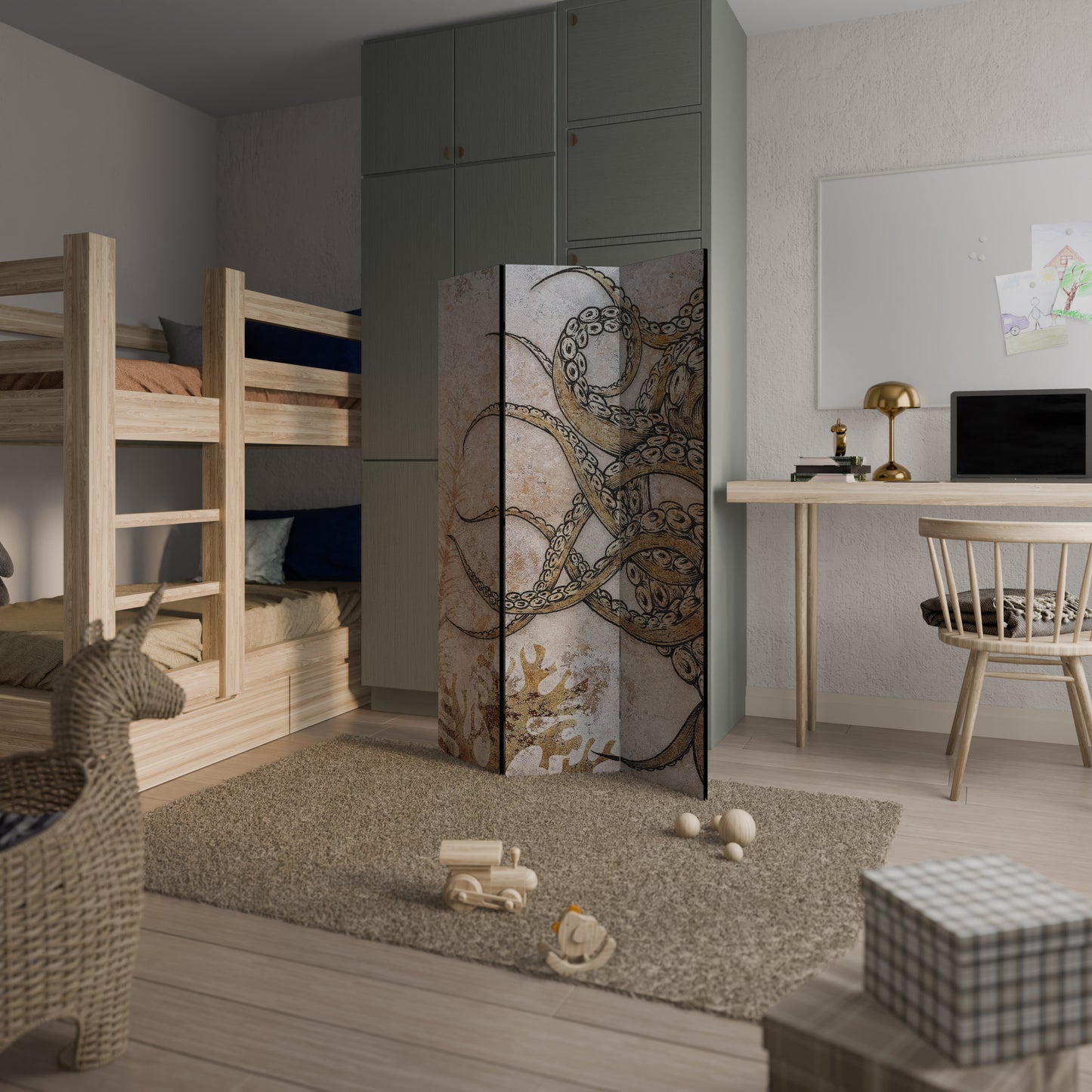 ECHOES OF ATLANTIS Divisorio decorativo per ambienti a 3 pannelli