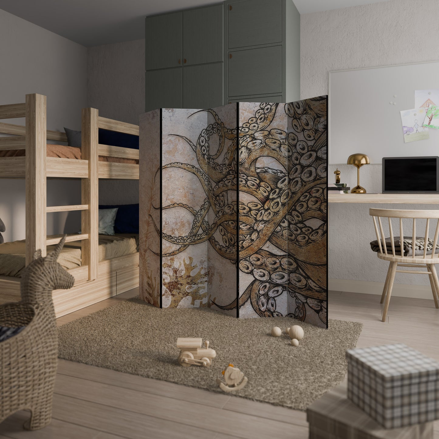 ECHOES OF ATLANTIS Divisorio decorativo per ambienti a 5 pannelli