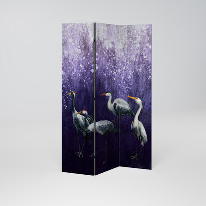 MYSTICAL CRANE GATHERING Decorative 3-Panel Room Divider