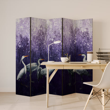MYSTICAL CRANE GATHERING Decorative 5-Panel Room Divider
