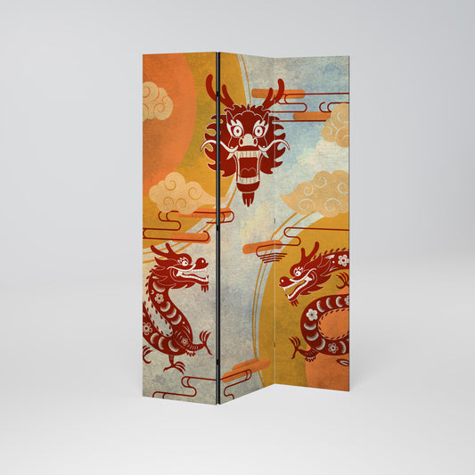 MYSTICAL DRAGON Decorative 3-Panel Room Divider