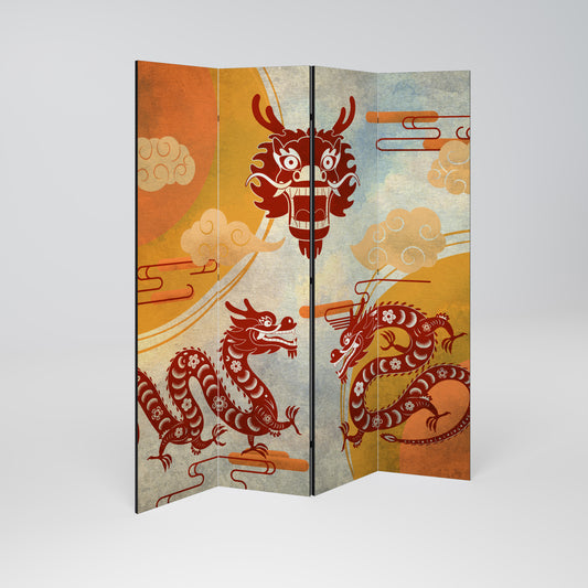 MYSTICAL DRAGON Decorative 4-Panel Room Divider