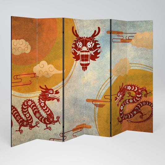 MYSTICAL DRAGON Decorative 6-Panel Room Divider