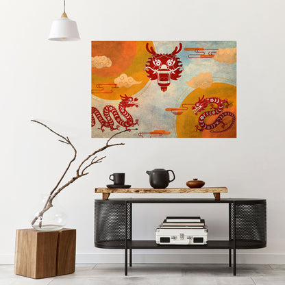 MYSTICAL DRAGON Peel and Stick Horizontal Poster