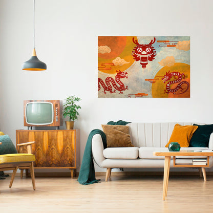 MYSTICAL DRAGON Peel and Stick Horizontal Poster