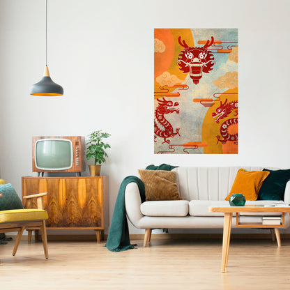 Poster verticale staccabile e attaccabile DRAGO MISTICO