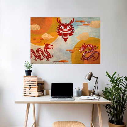 MYSTICAL DRAGON Peel and Stick Horizontal Poster