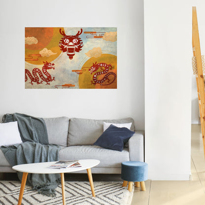 MYSTICAL DRAGON Peel and Stick Horizontal Poster