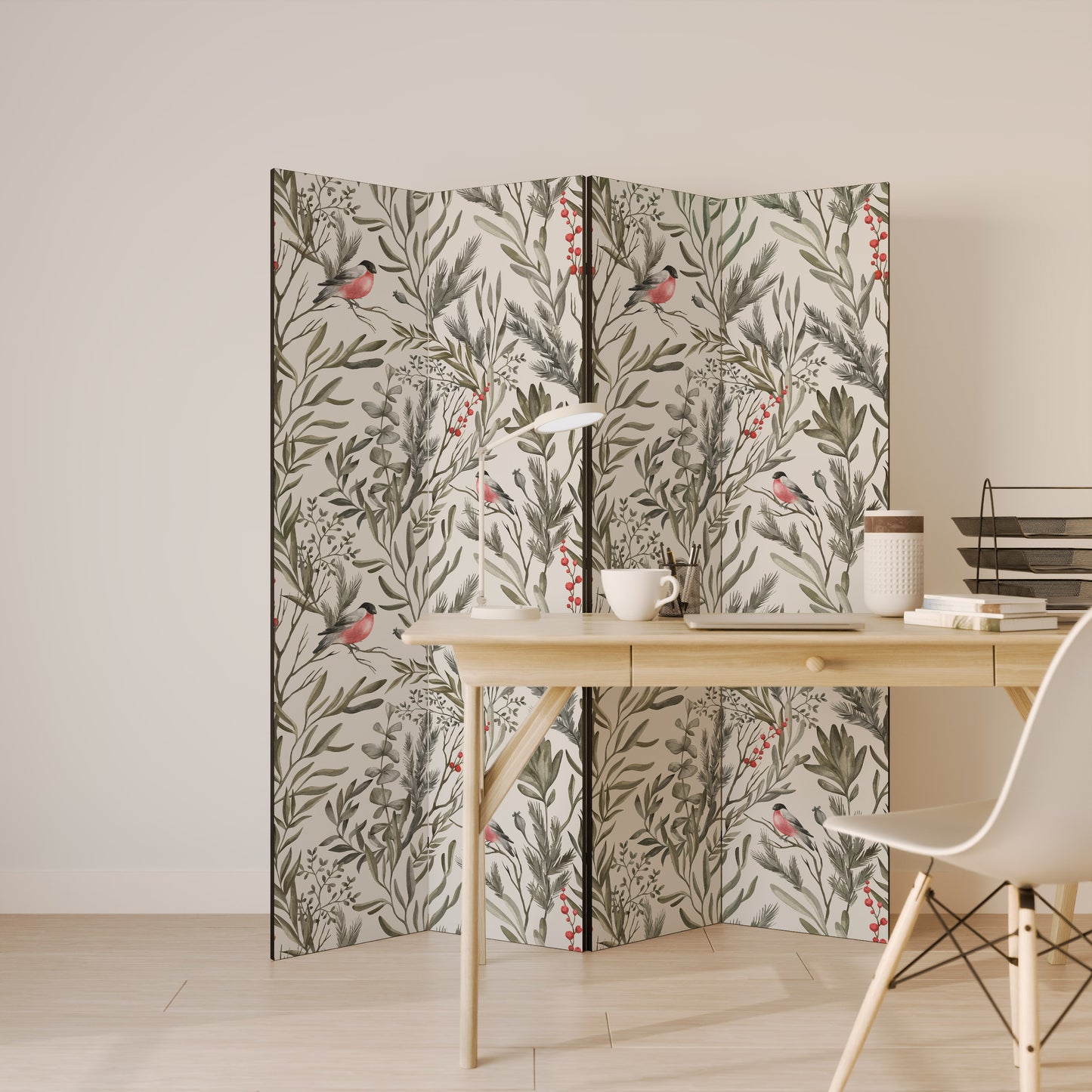 BULLFINCH SONG Decorative 4-Panel Room Divider