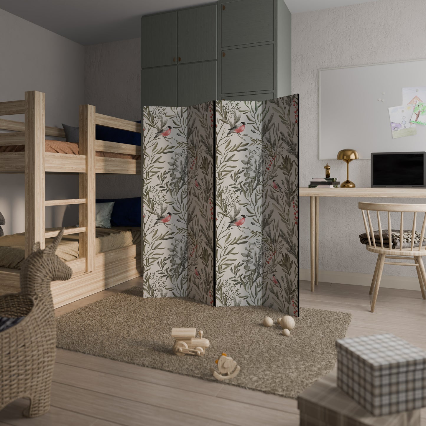 BULLFINCH SONG Decorative 4-Panel Room Divider