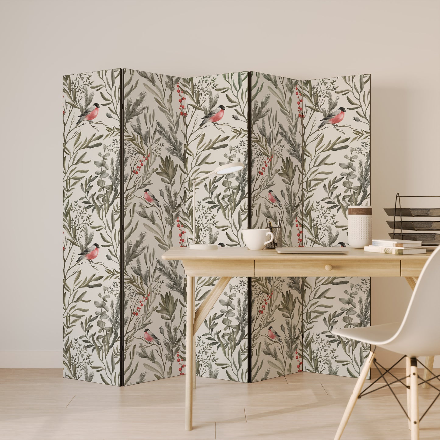 BULLFINCH SONG Decorative 5-Panel Room Divider