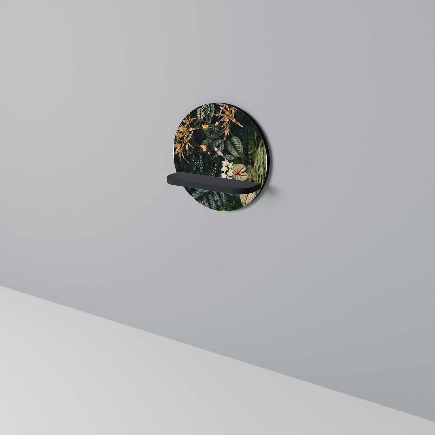 VERDANT ARINI Round Art Shelf In Black Finish