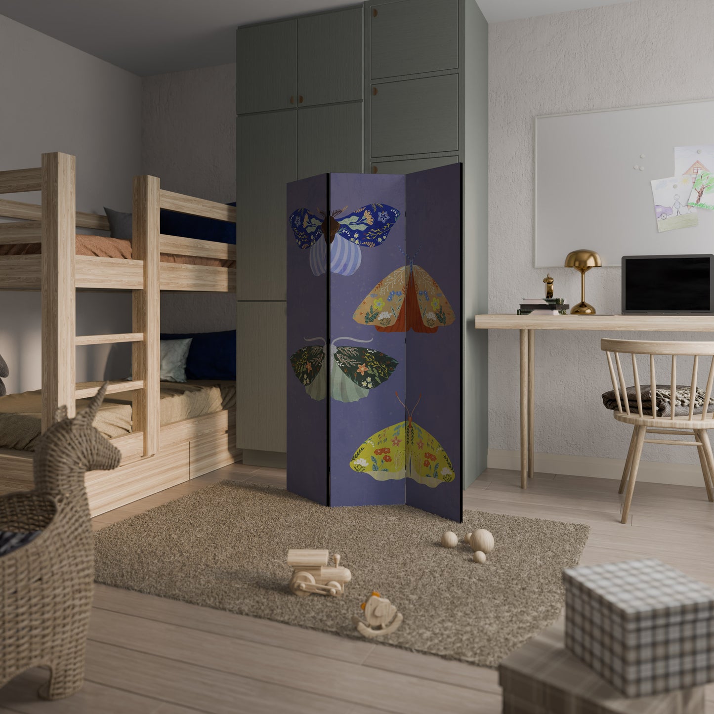 MOTH INTO THE FLAME Decorative 3-Panel Room Divider