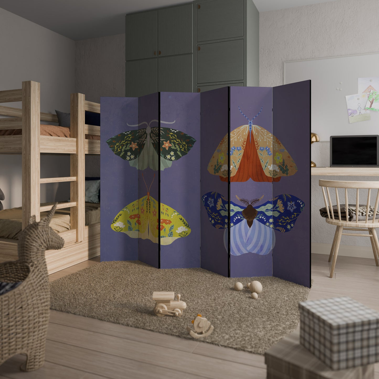 MOTH INTO THE FLAME Decorative 6-Panel Room Divider