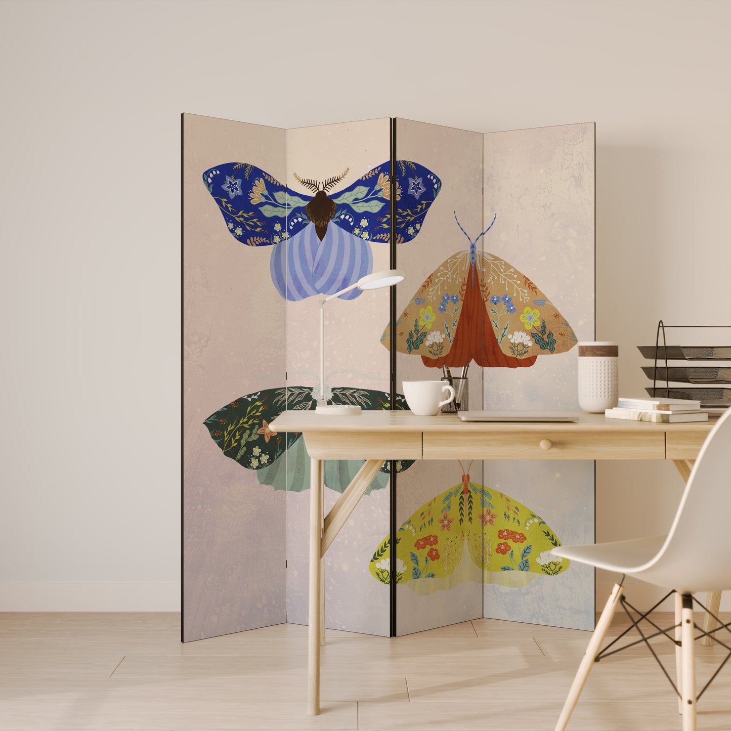 MOTH INTO THE LIGHT Decorative 4-Panel Room Divider