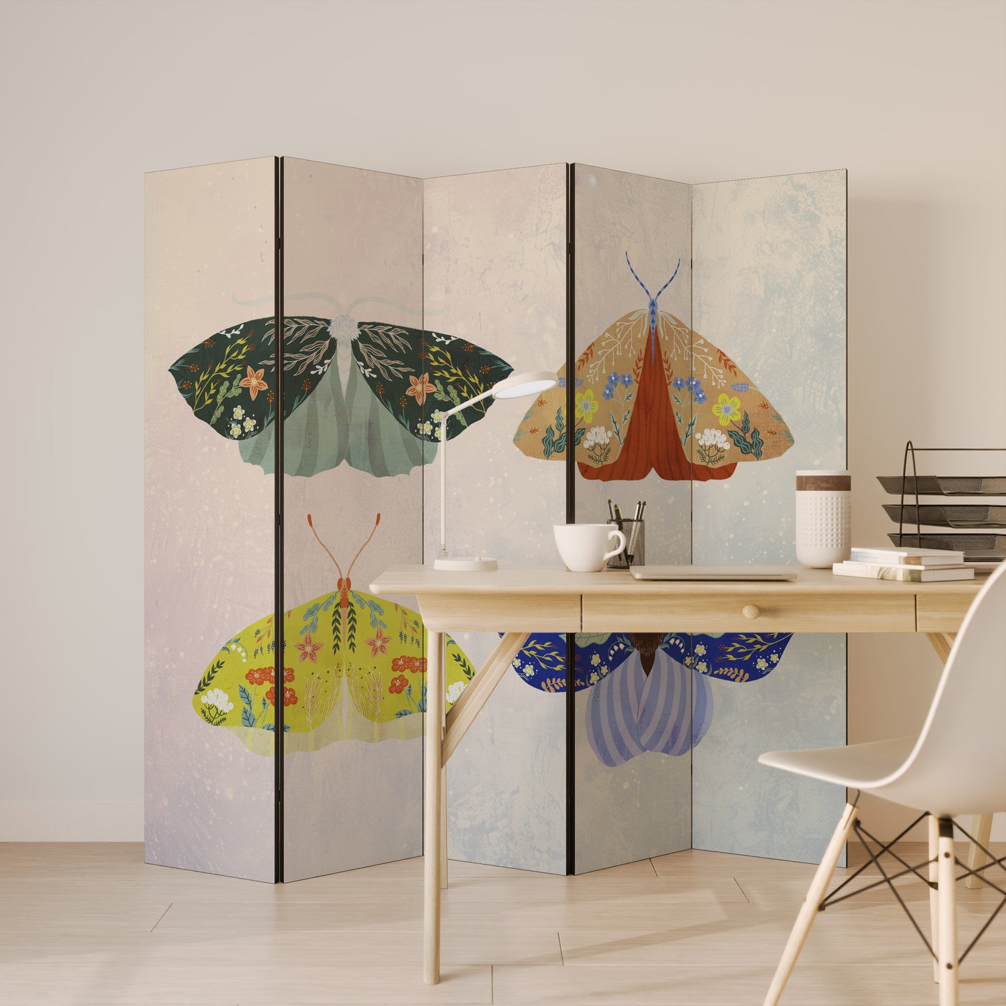 MOTH INTO THE LIGHT Decorative 5-Panel Room Divider