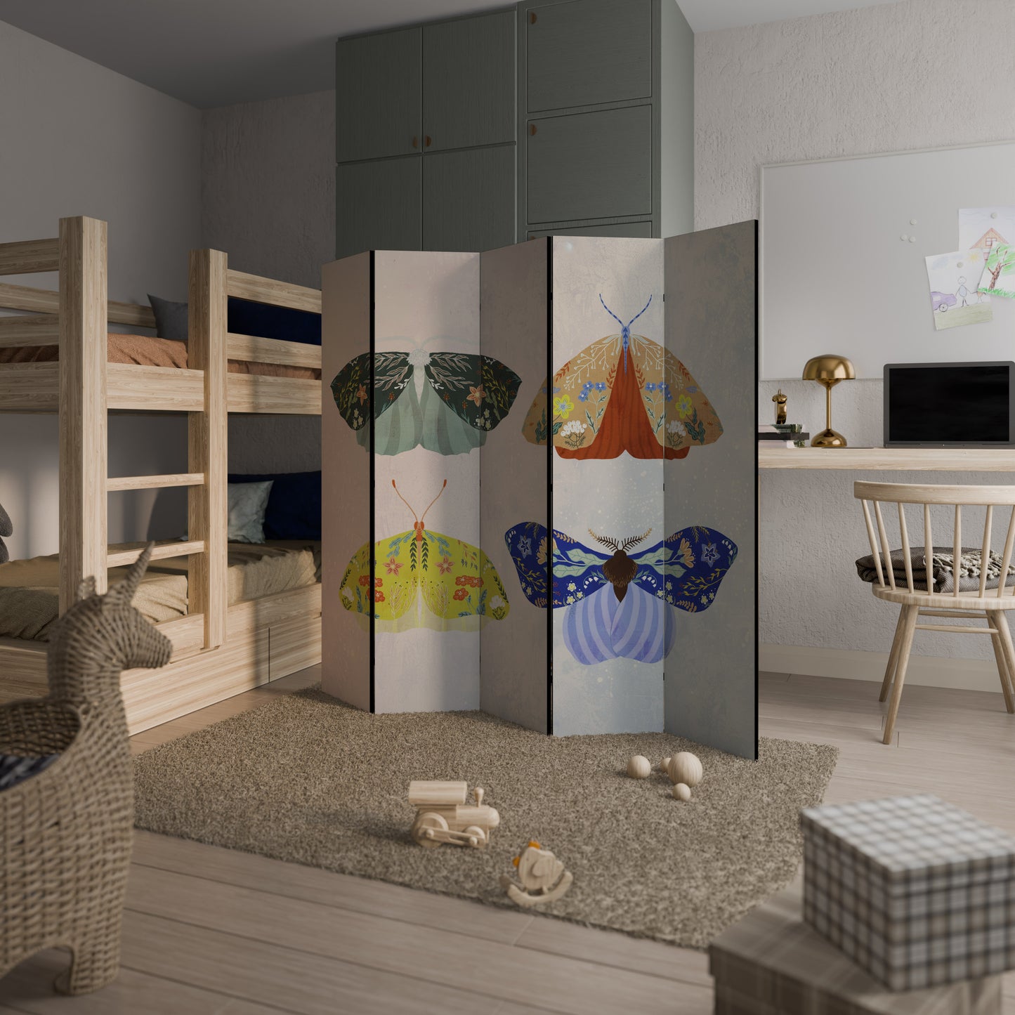 MOTH INTO THE LIGHT Decorative 5-Panel Room Divider